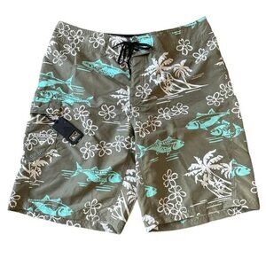 Columbia PFG Mens 36 Unlined Board Shorts Swim Trunk Fish Tropical Bottle Opener